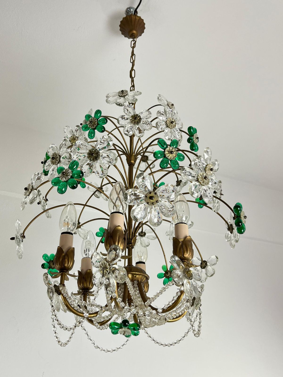 Mid Century Chandelier With Colored  Flowers In Murano Glass, 1960s photo vinterior