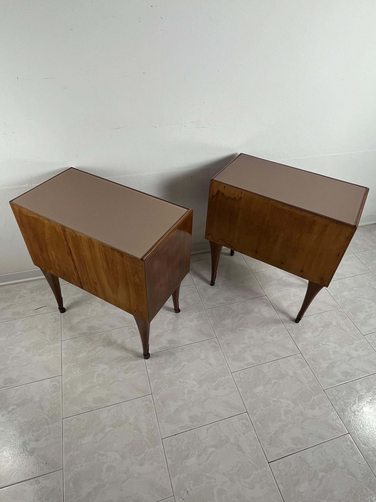 Set Of 2 Mid Century Italian Design 1950s Bedside Tables photo vintage