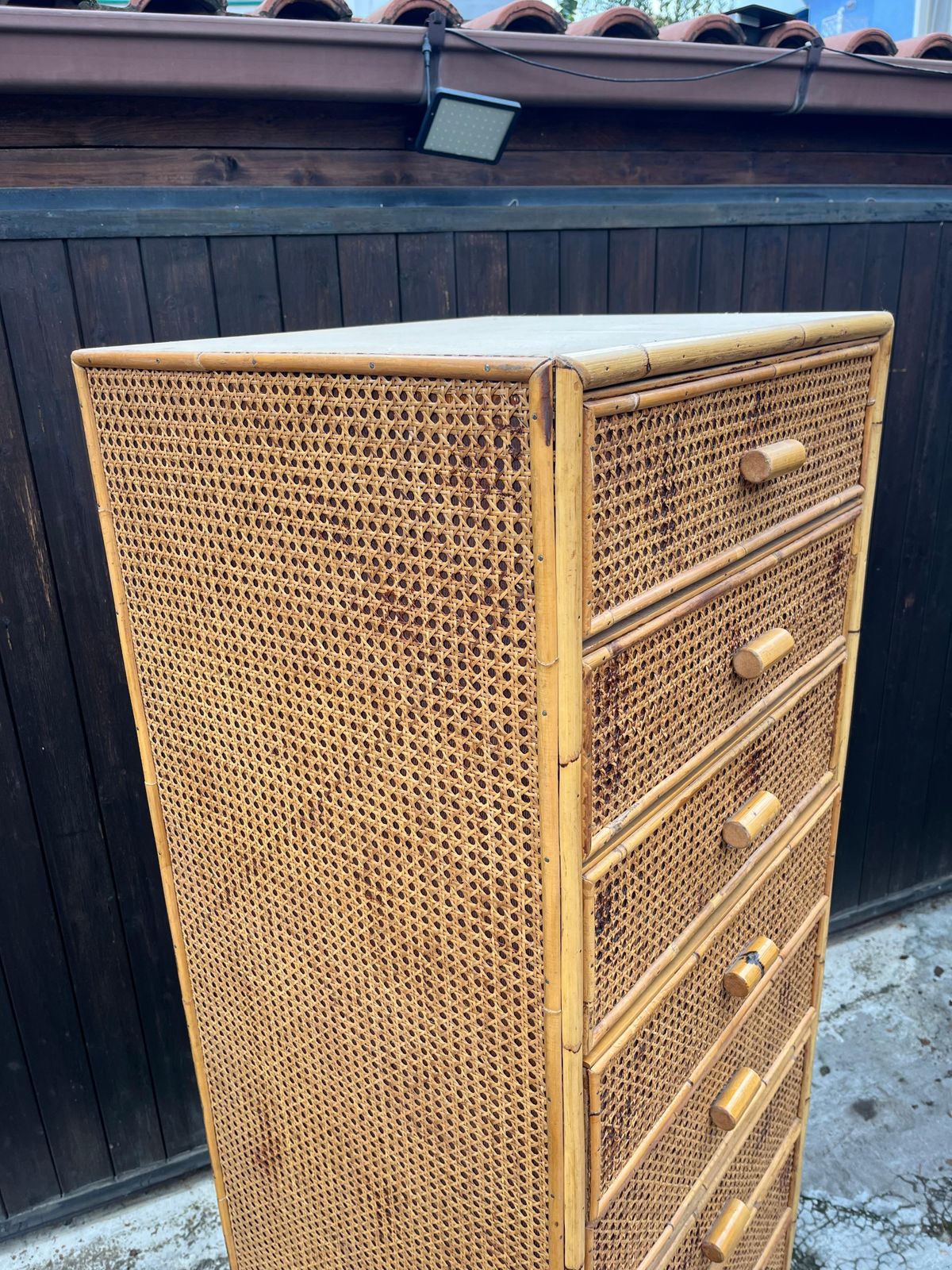 photo furniture Mid Century Italian 10 Drawer Rattan And Bamboo Chest Of Drawers, 1960s