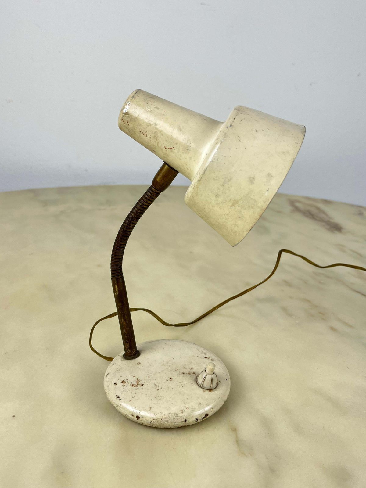 Table Lamp In Lacquered Metal And Brass, Italy, 1950s photo for sale