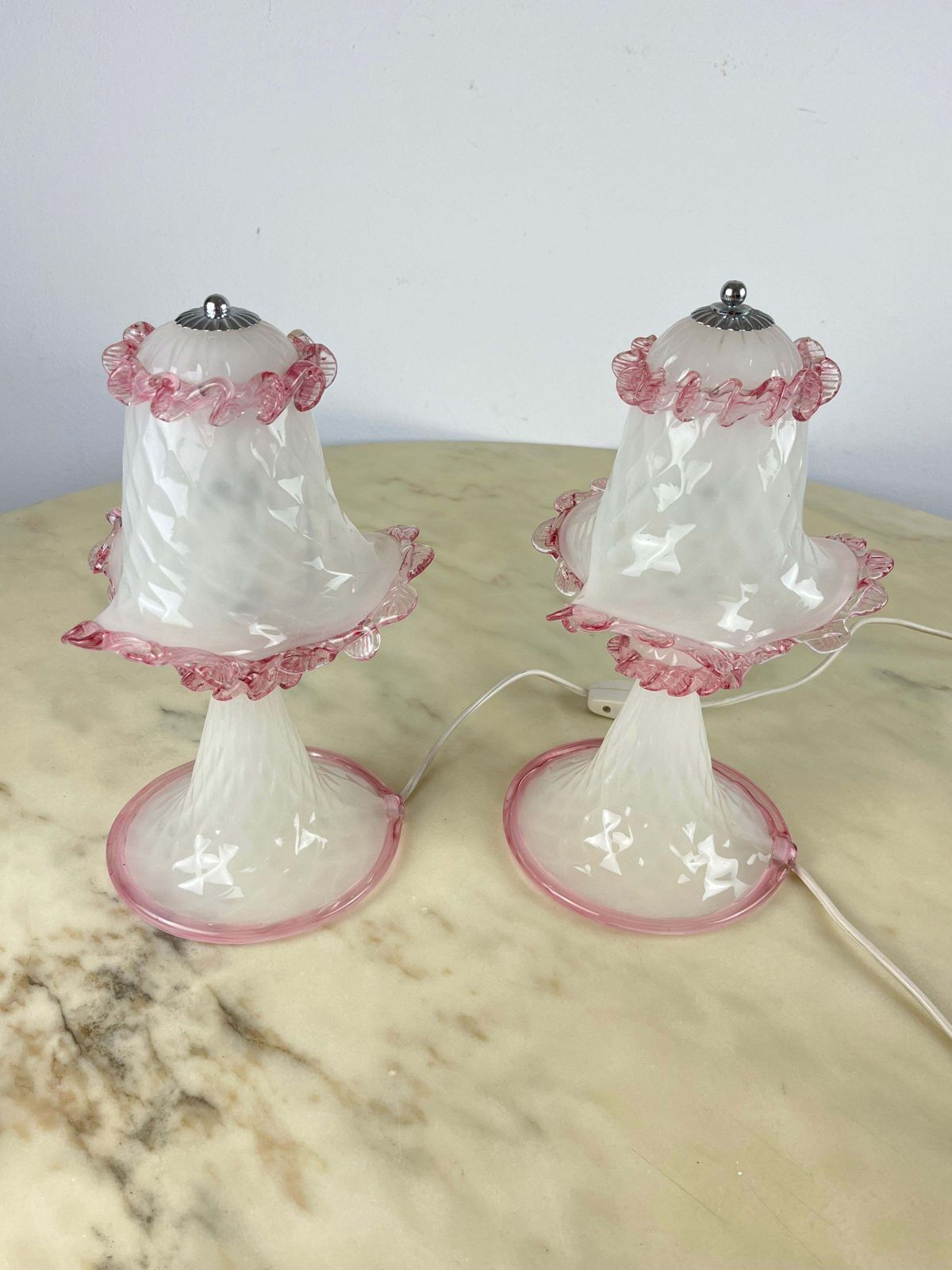 Pair Of Murano Glass Bedside Lamps, Italy, 1980s photo Lighting