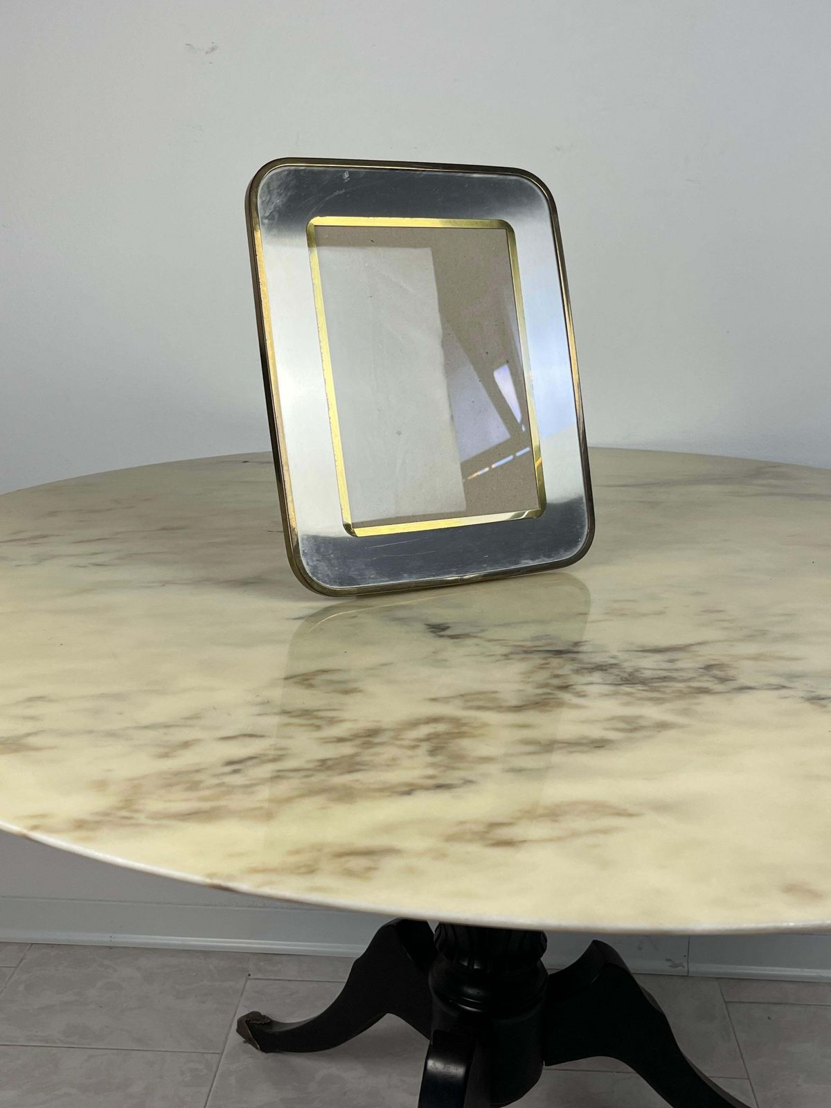 Large Aluminum And Brass Photo Frame, Italy, 1970s photo vinterior