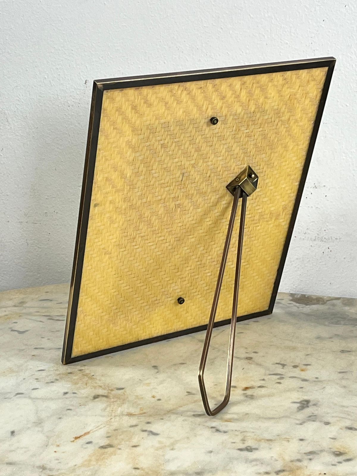 photo for sale Large Mid Century Italian Rattan And Brass Photo Holder, 1960s
