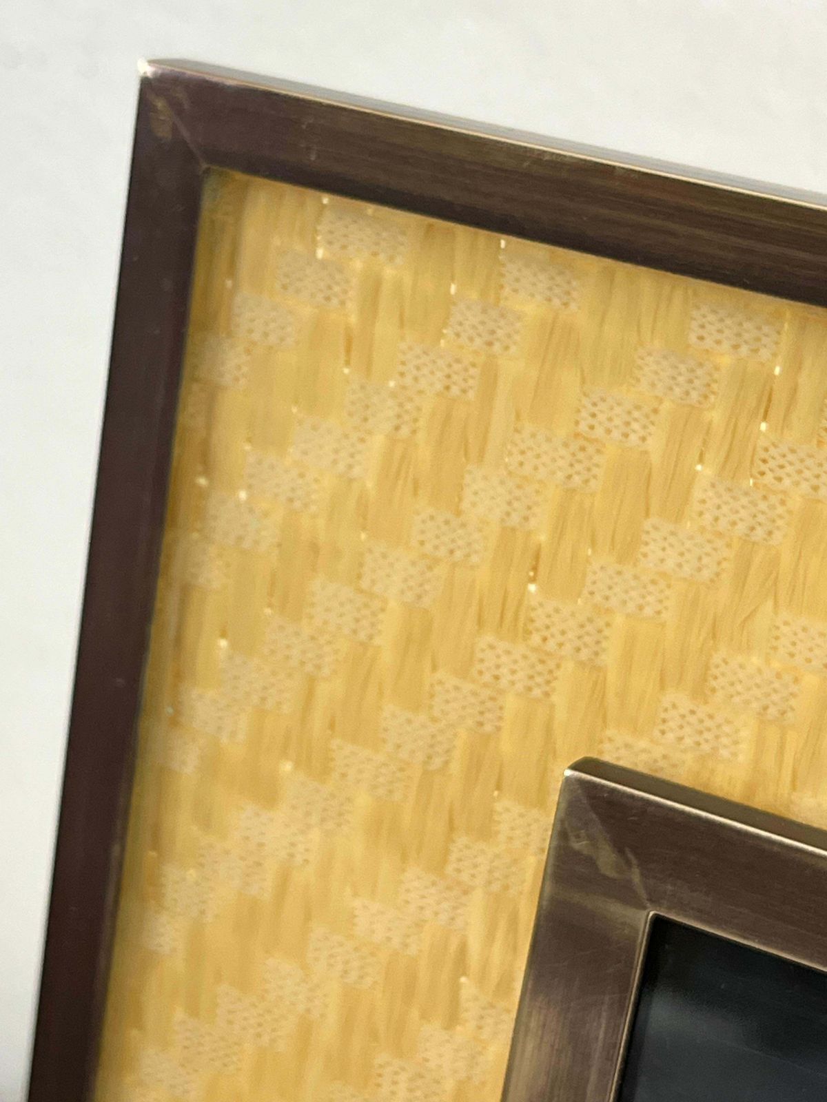 Home Decor Large Mid Century Italian Rattan And Brass Photo Holder, 1960s photo