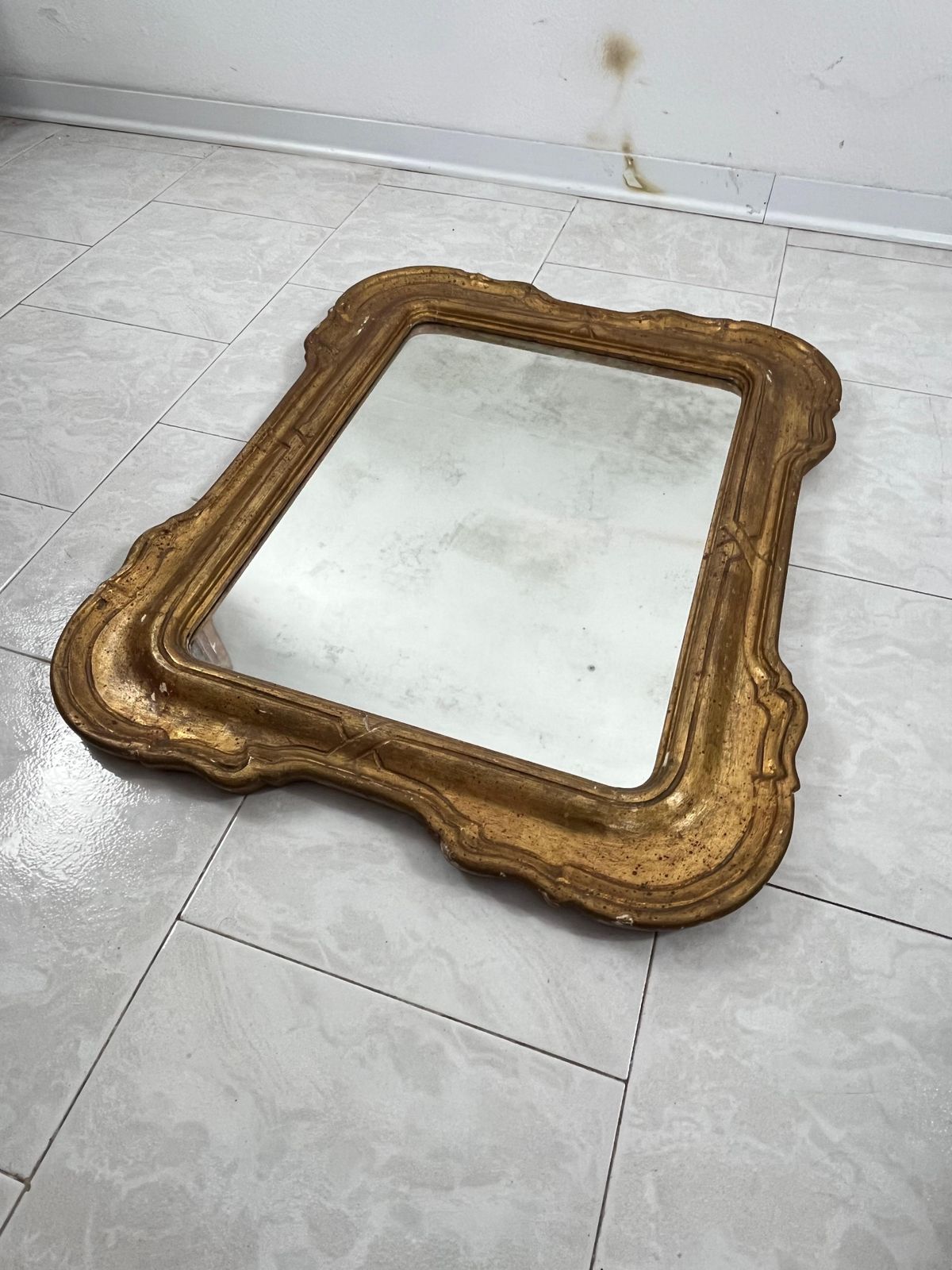 Mid Century French Wall Mirror In Gilt Wood Frame, 1930s photo 1891.0