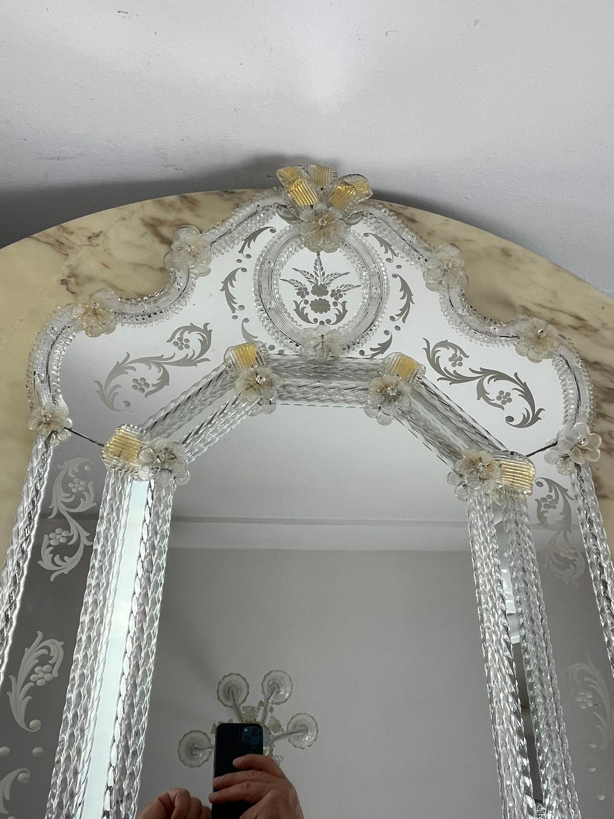 Mid Century Venetian Murano Glass Mirror Attributed To Ercole Barovier 1960s photo 2391.0