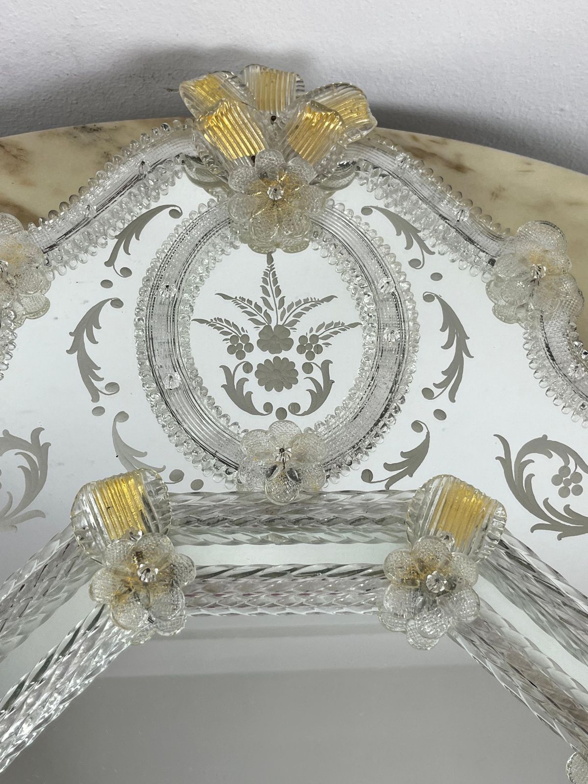 Mid Century Venetian Murano Glass Mirror Attributed To Ercole Barovier 1960s photo buy