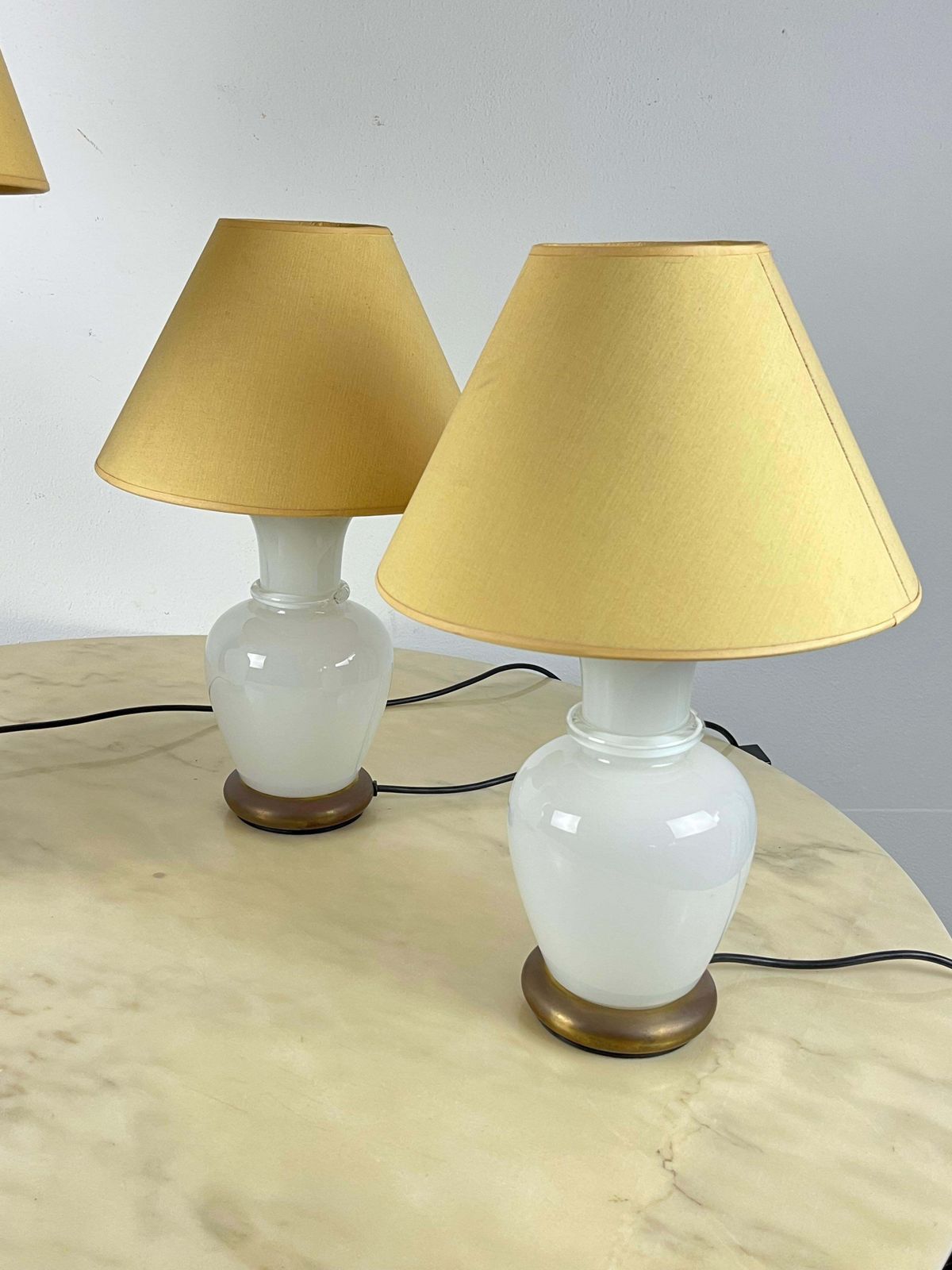 Set Of 3 Murano Glass And Brass Table Lamps, F. Fabbian, Italy, 1970s photo 2220.0
