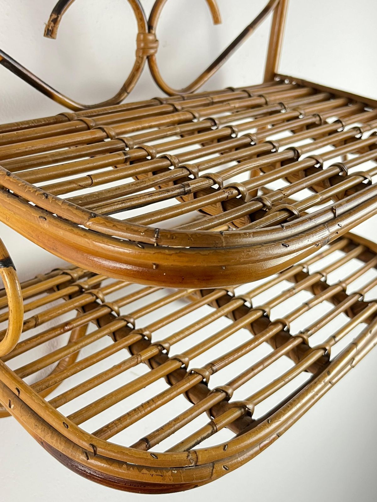 Vintage Shelf With Two Bamboo Shelves, Italy, 1970s photo furniture