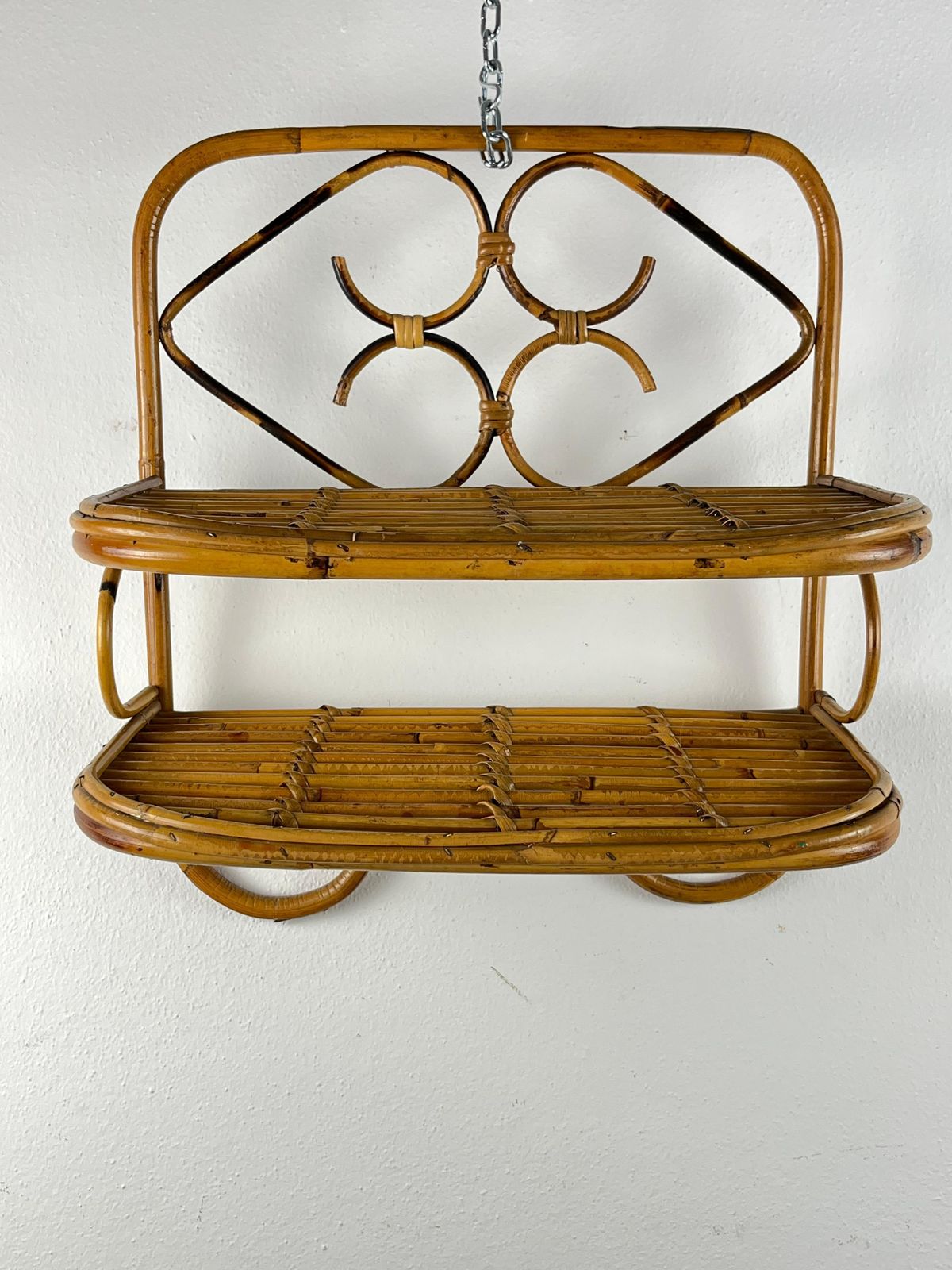 Vintage Shelf With Two Bamboo Shelves, Italy, 1970s photo for sale