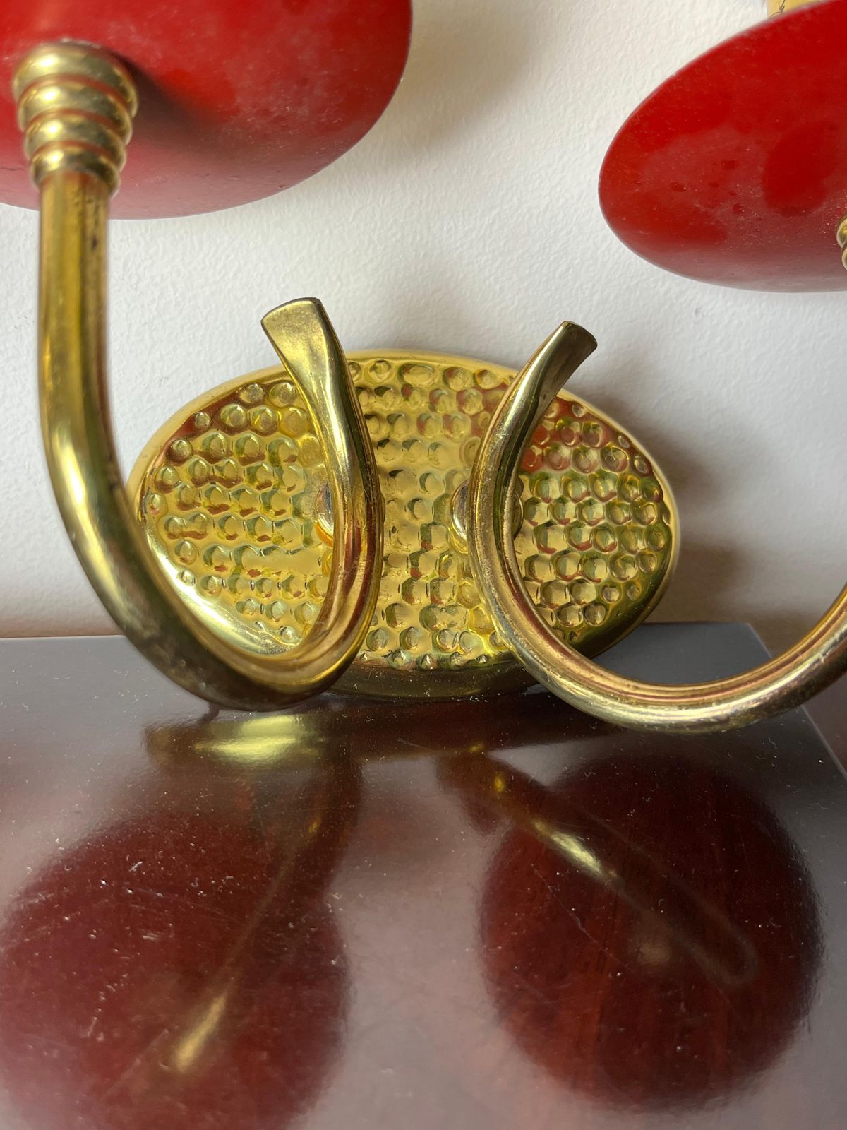 Set Of 2 Wall Lamps In Brass And Colored Aluminium, Made In Italy, 1950s photo buy