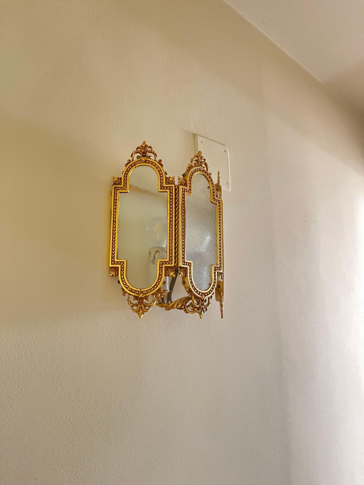 Set Of 3 Brass And Glass Wall Lamps, Italy, 1980s photo 862.0