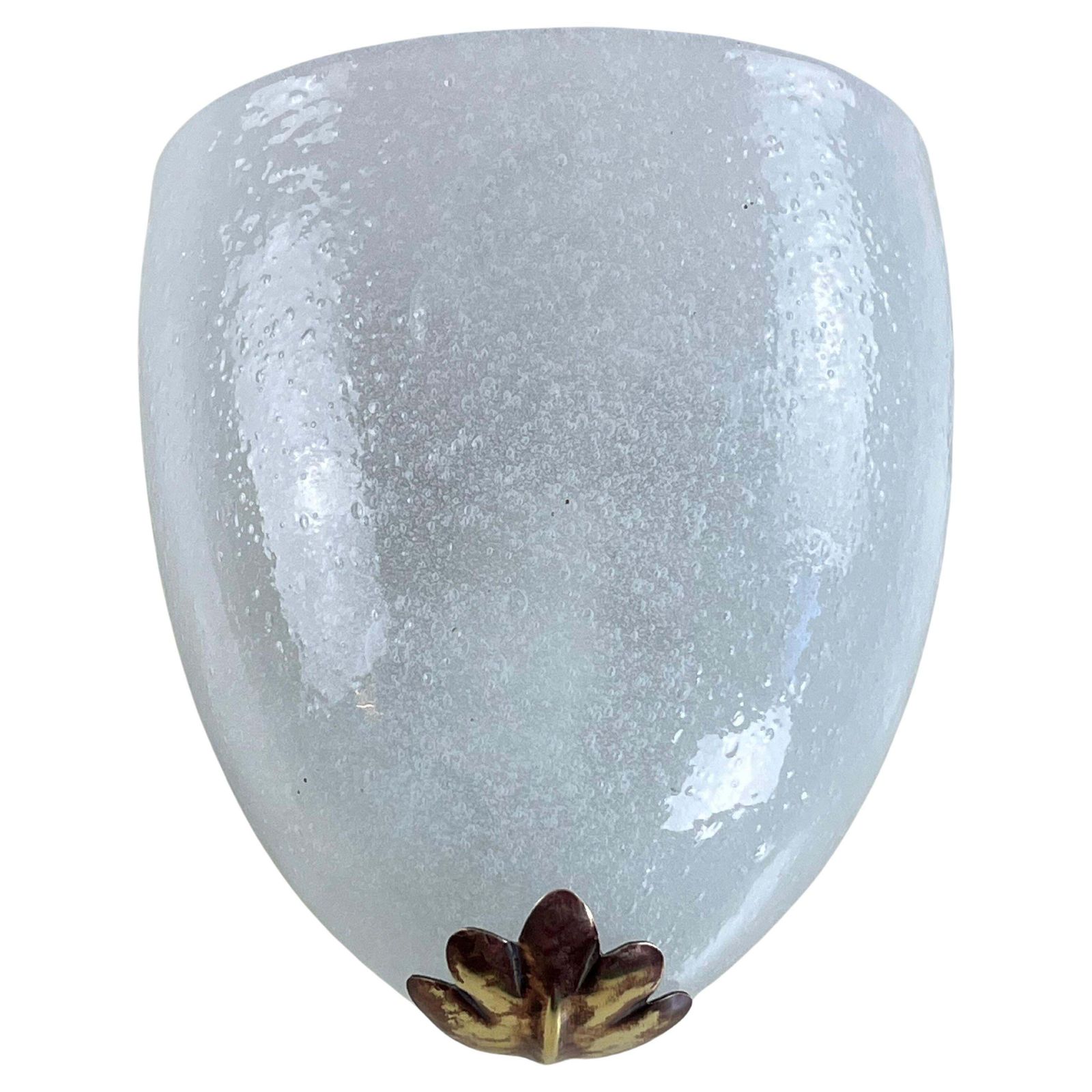 Mid Century Ercole Barovier Murano Glass And Brass Wall Lamp 1950s