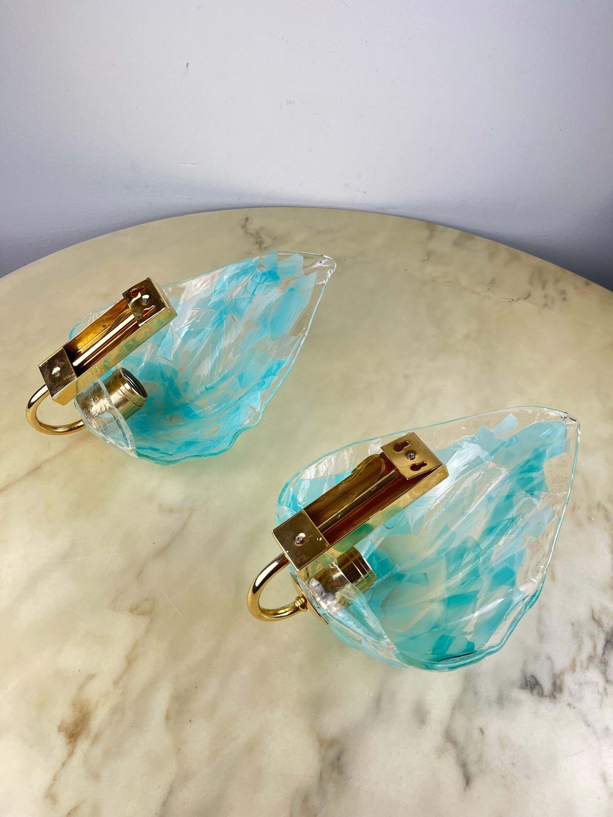 Set Of 2 Italian Murano Glass Wall Lamps La Murrina 1980s photo vintage