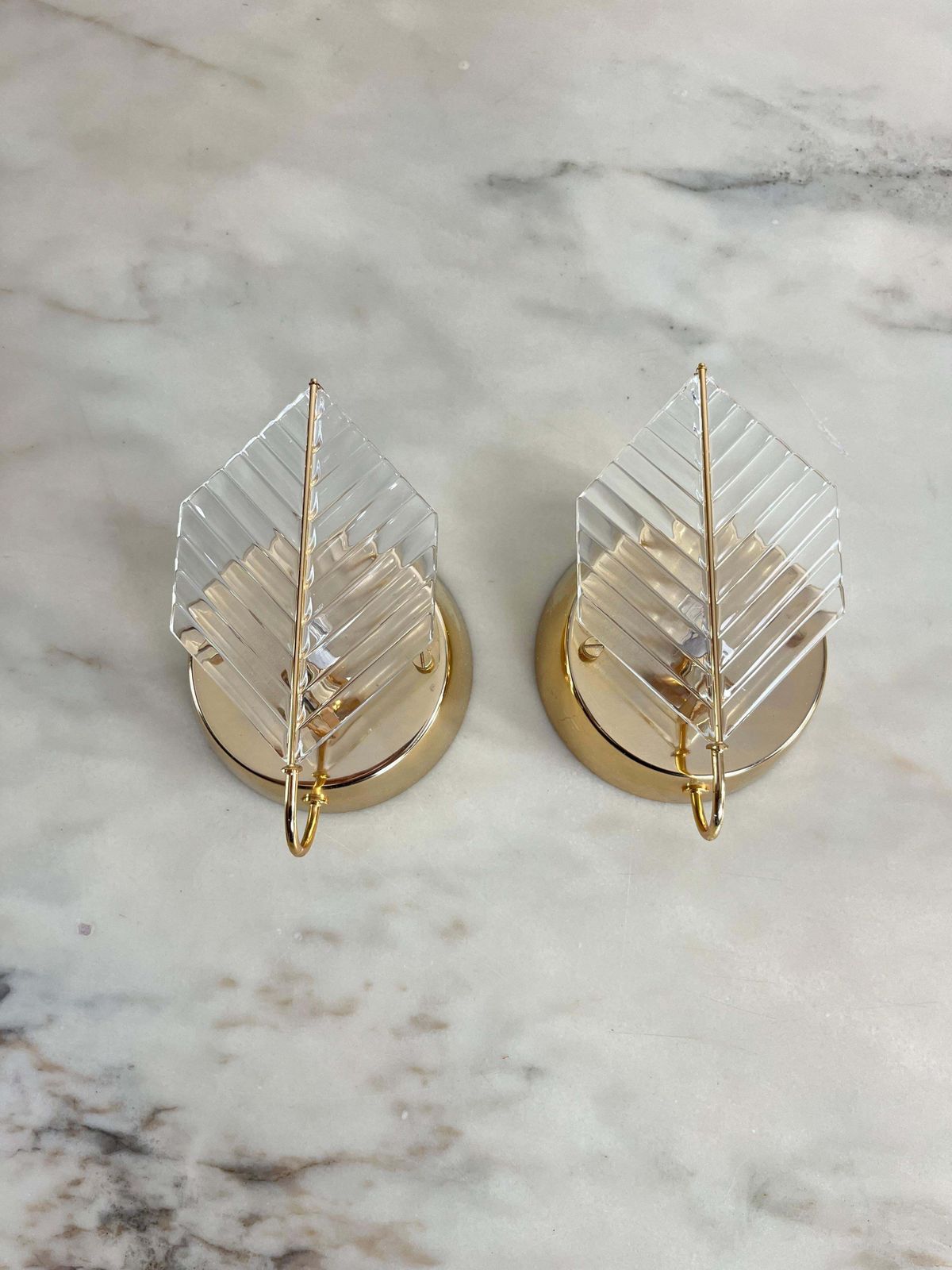 Set Of 2 Wall Lamps In Brass And Murano Glass, Zero Quattro 1970s photo Lighting