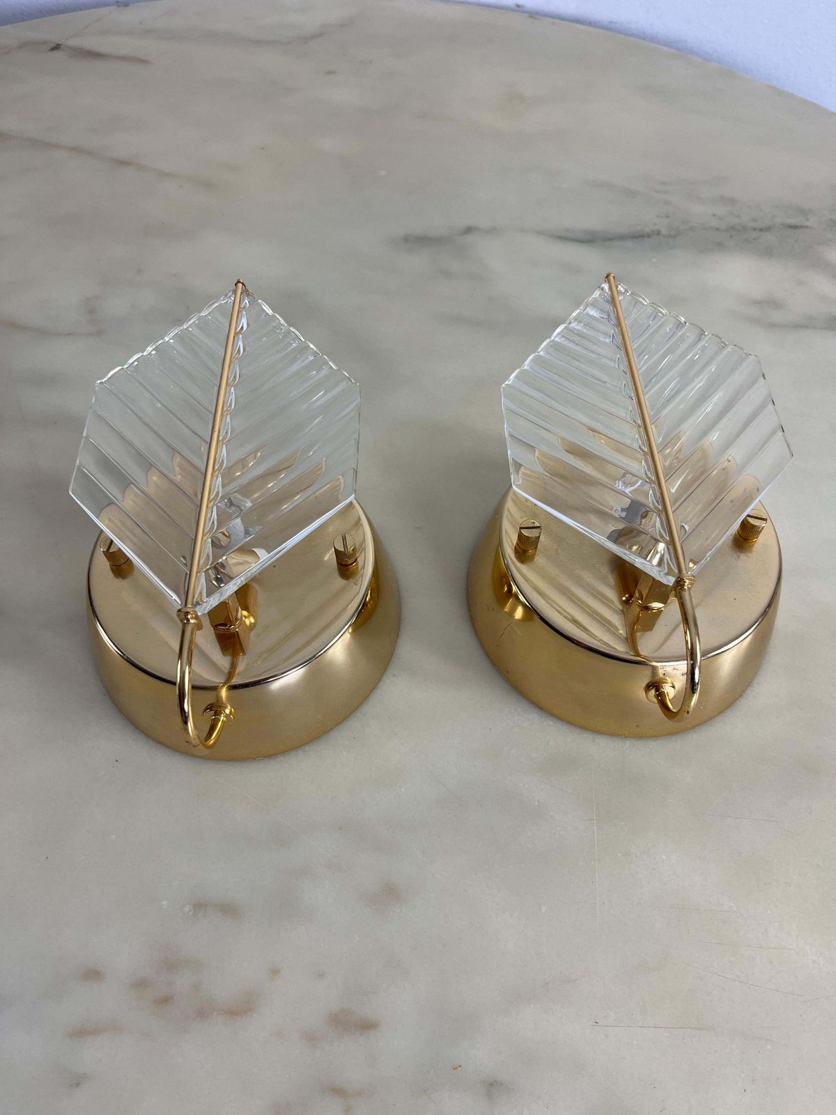 Set Of 2 Wall Lamps In Brass And Murano Glass, Zero Quattro 1970s photo 751.0