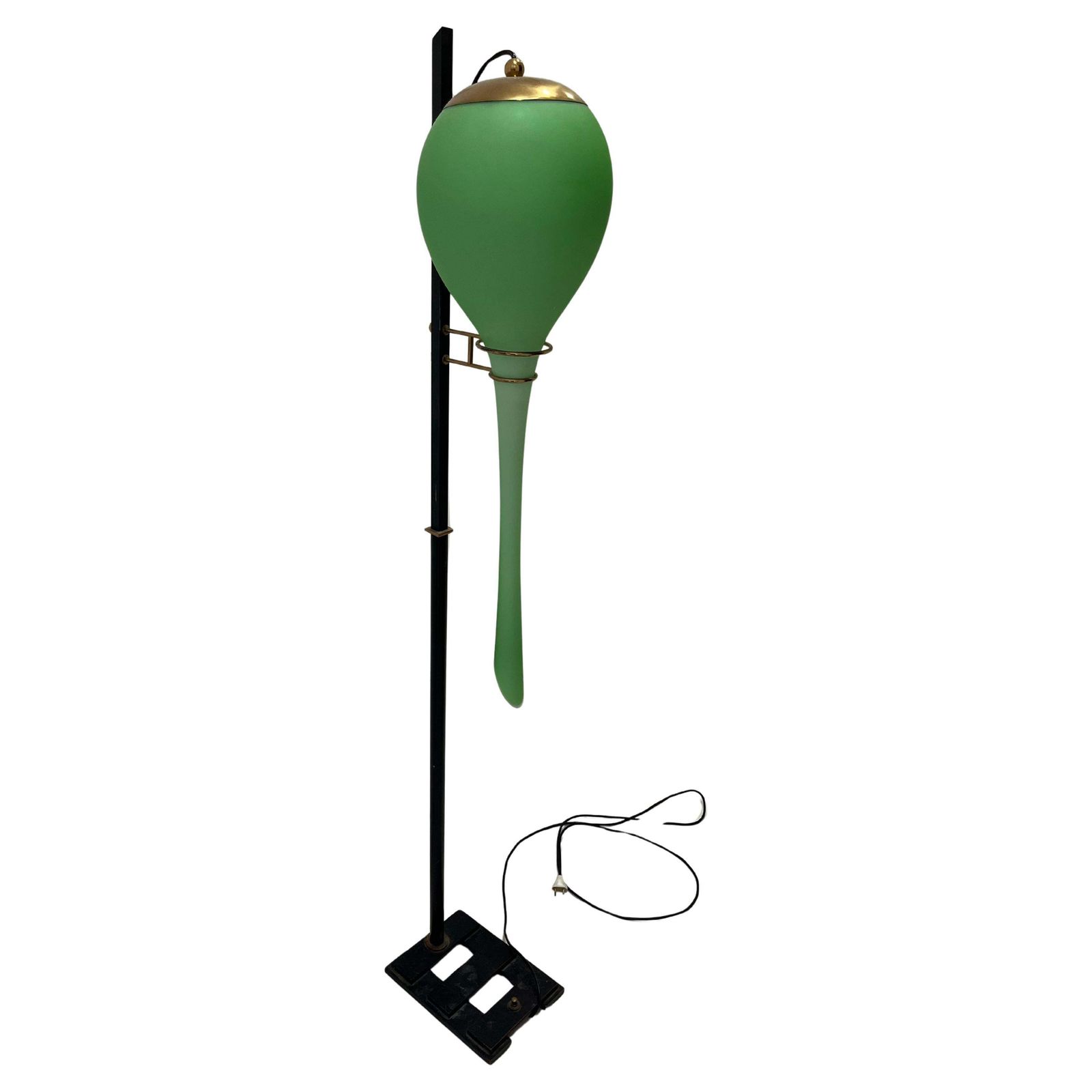 Mid Century Floor Lamp, Murano Opaline Glass, Attributed To Stilnovo, 1950s