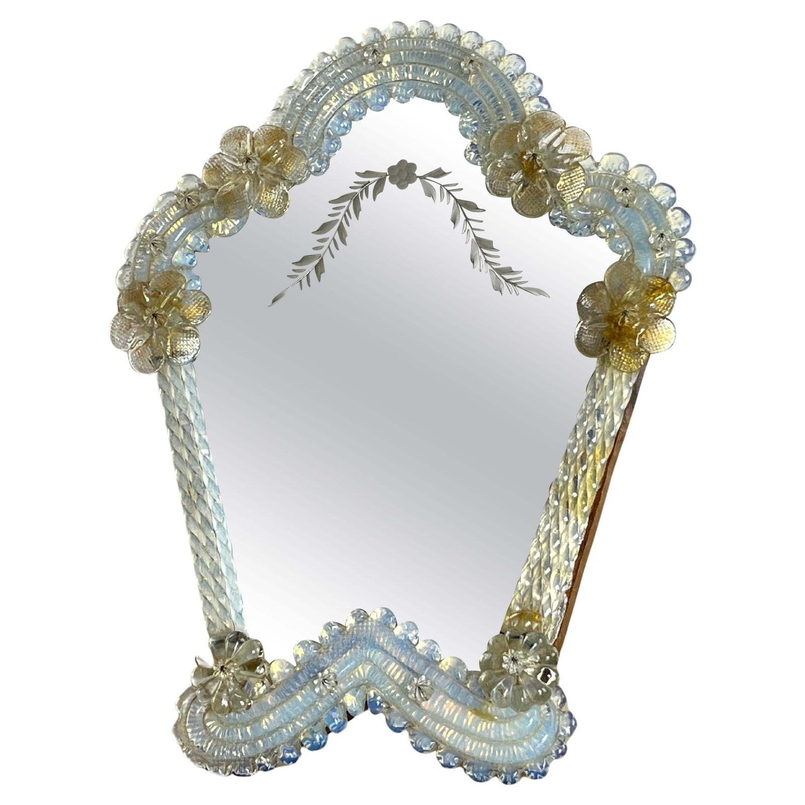Mid Century Venetian Murano Glass Table Mirror, Italian Design 1960s