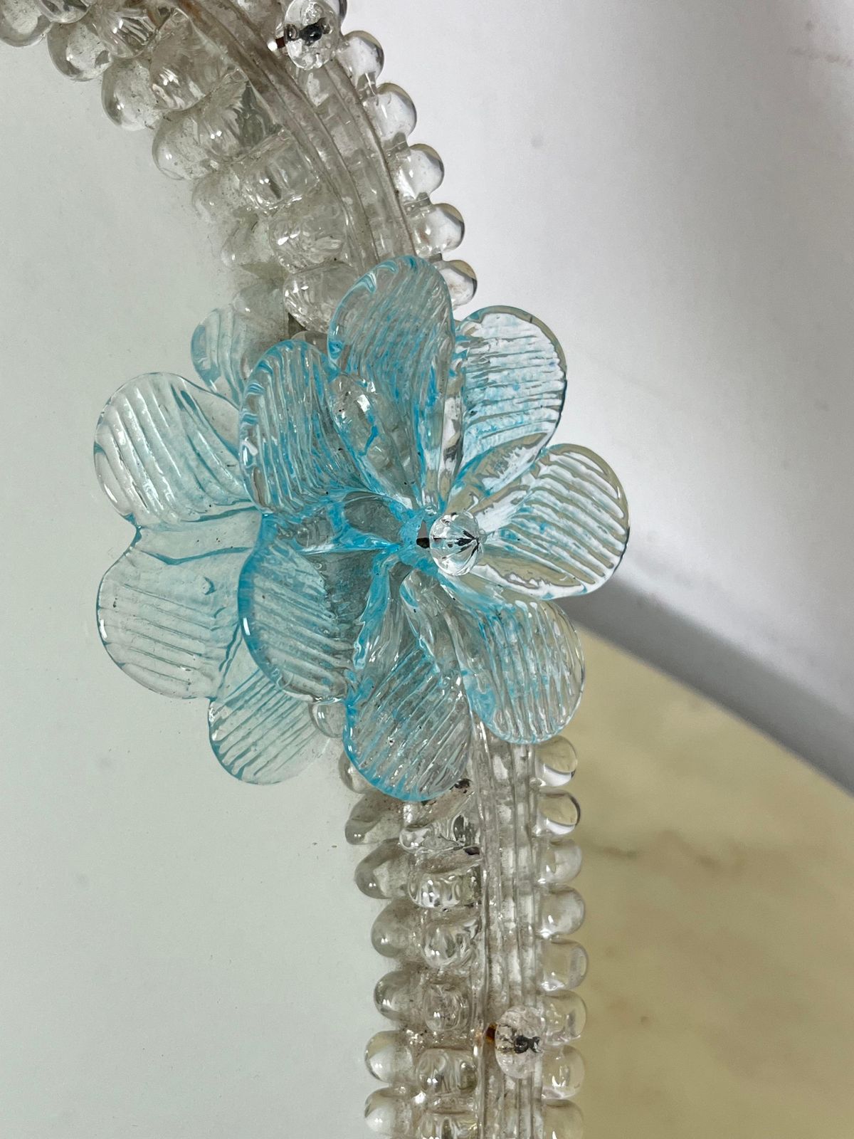 Large Mid Century Murano Glass Table Mirror  In The Style Of Barovier & Toso photo Home Decor