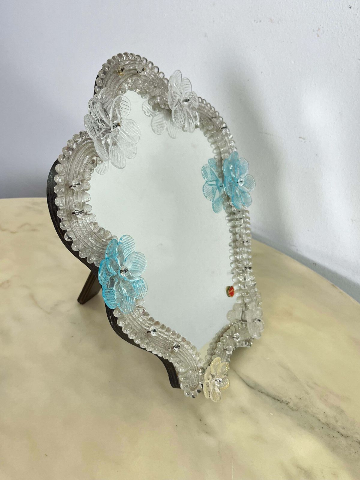 Large Mid Century Murano Glass Table Mirror  In The Style Of Barovier & Toso photo vinterior