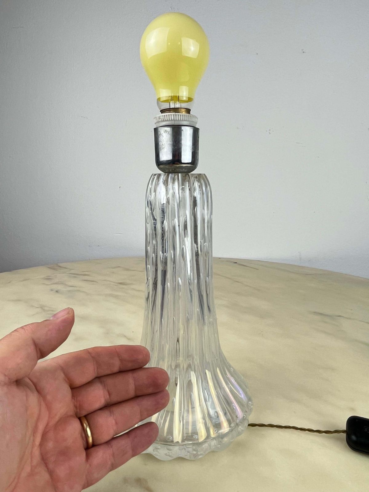 Mid Century Murano Glass Table Lamp Attributed To Barovier & Toso, Italy, 1950 photo vinterior