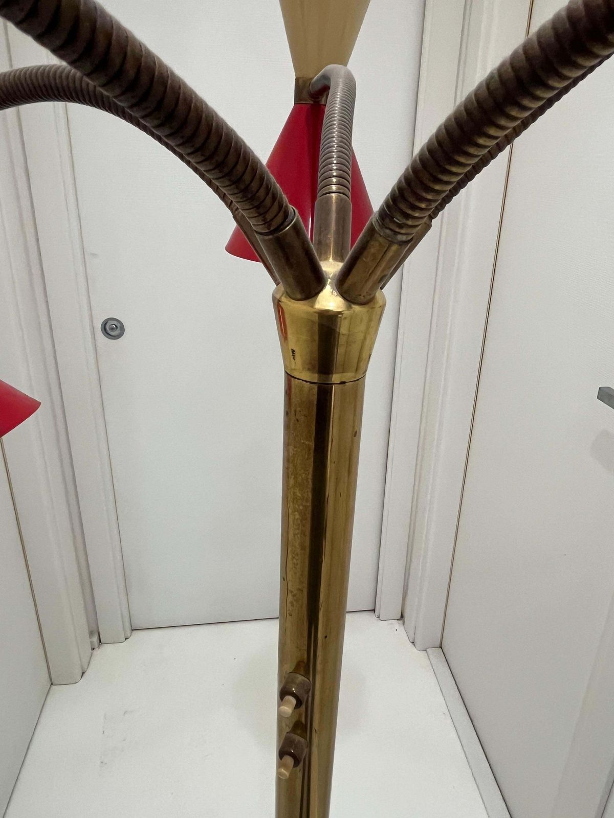 Mid Century 5 Arm 10 Light Brass Floor Lamp Stilnovo, 1950s photo vinterior