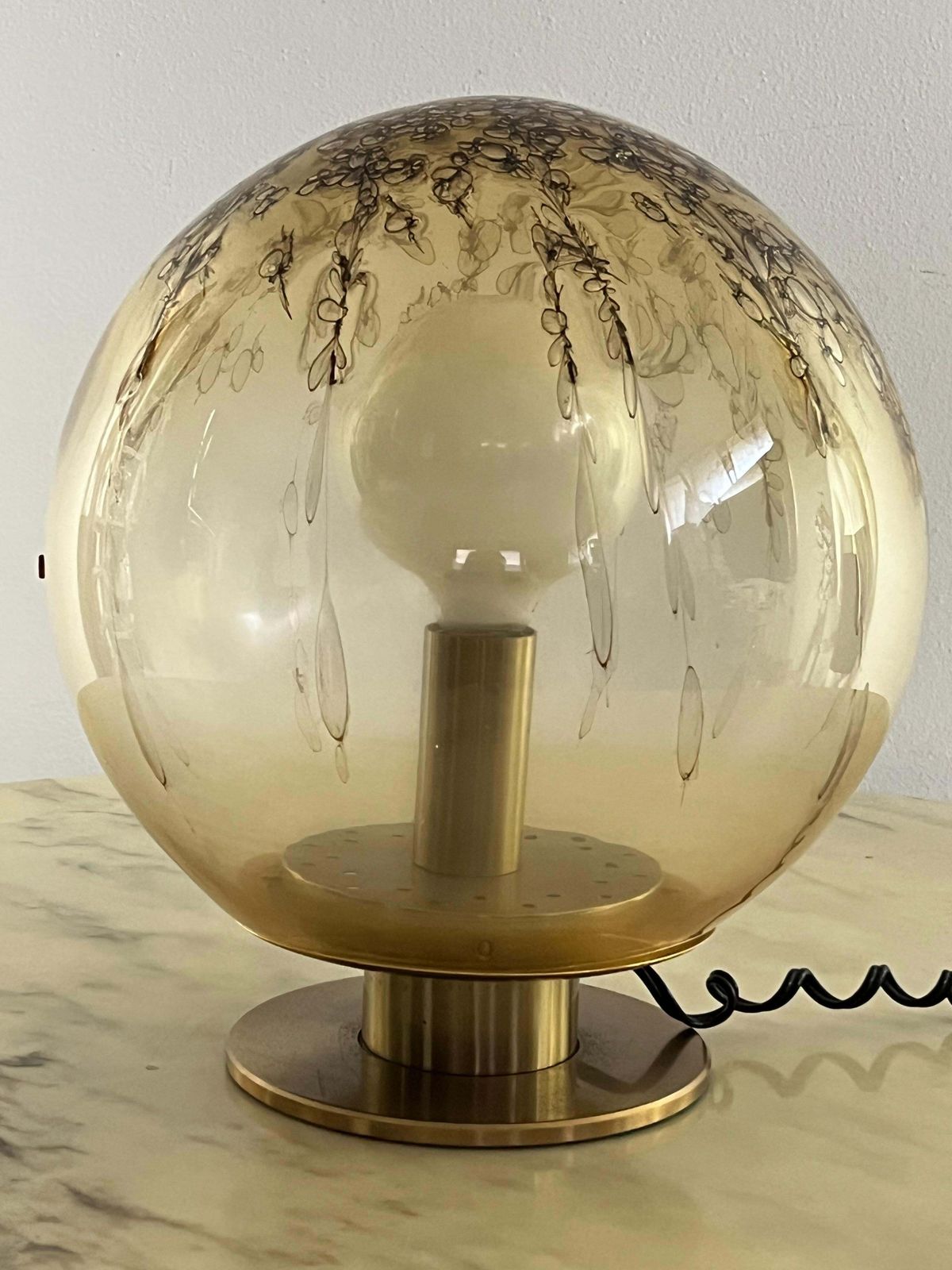 photo for sale Vintage La Murrina Table Lamp, Murano Glass And Brass, Italy, 1968