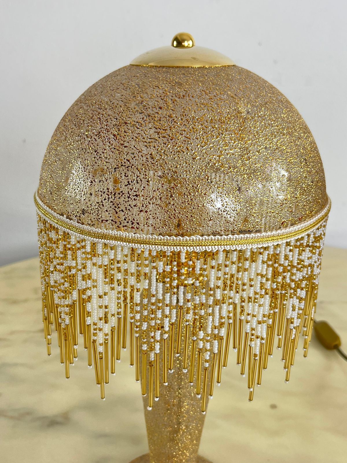 Set Of 2 Table Lamps In Mouth Blown Glass And Hand Decorated With Pure Gold 1980 photo 1648.0