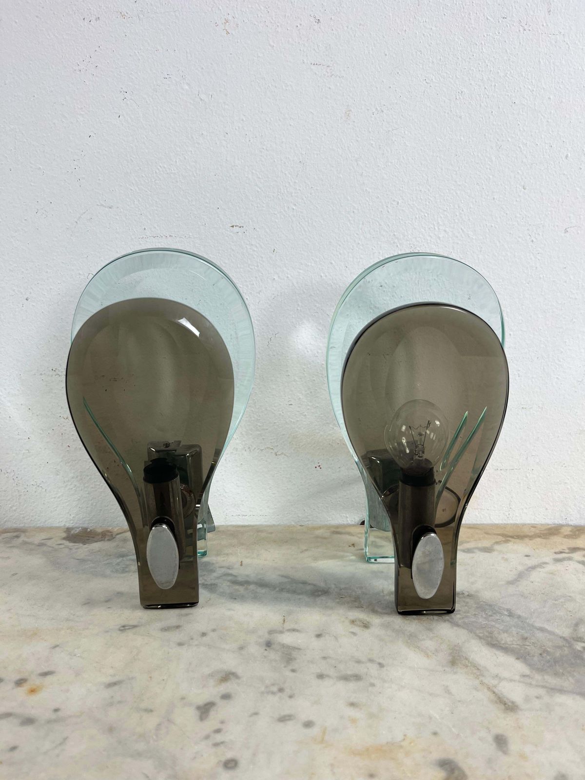 Set Of 2 Nile Green Murano Glass Wall Lamps Attributed To Fontana Arte 1960s photo furniture