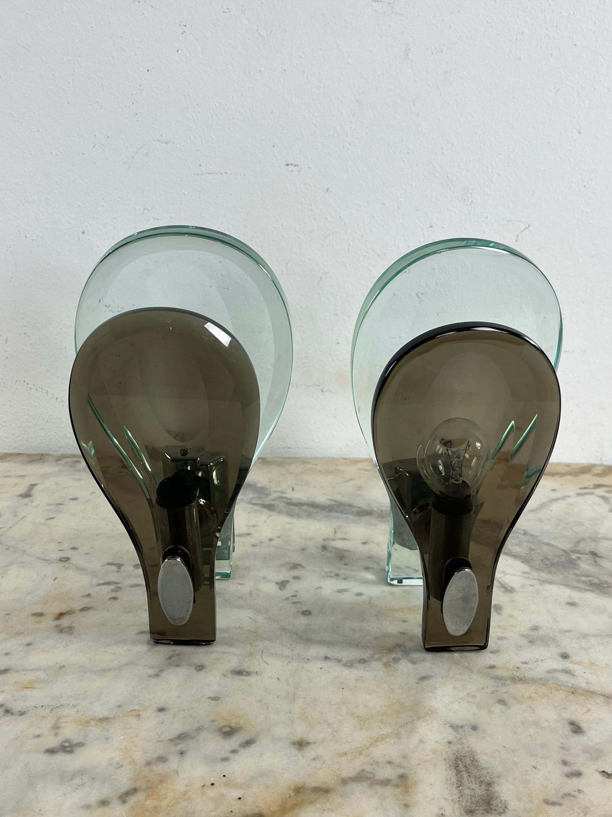 Set Of 2 Nile Green Murano Glass Wall Lamps Attributed To Fontana Arte 1960s photo vinterior