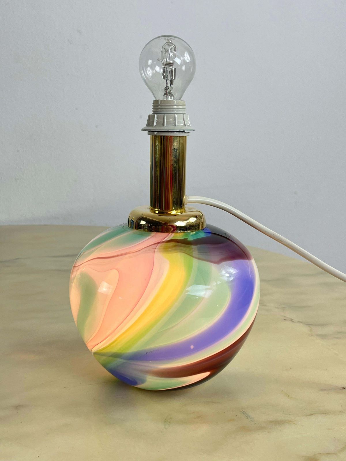 Set Of 3 Double Lighting Murano Glass Table Lamps 1980s photo Lighting