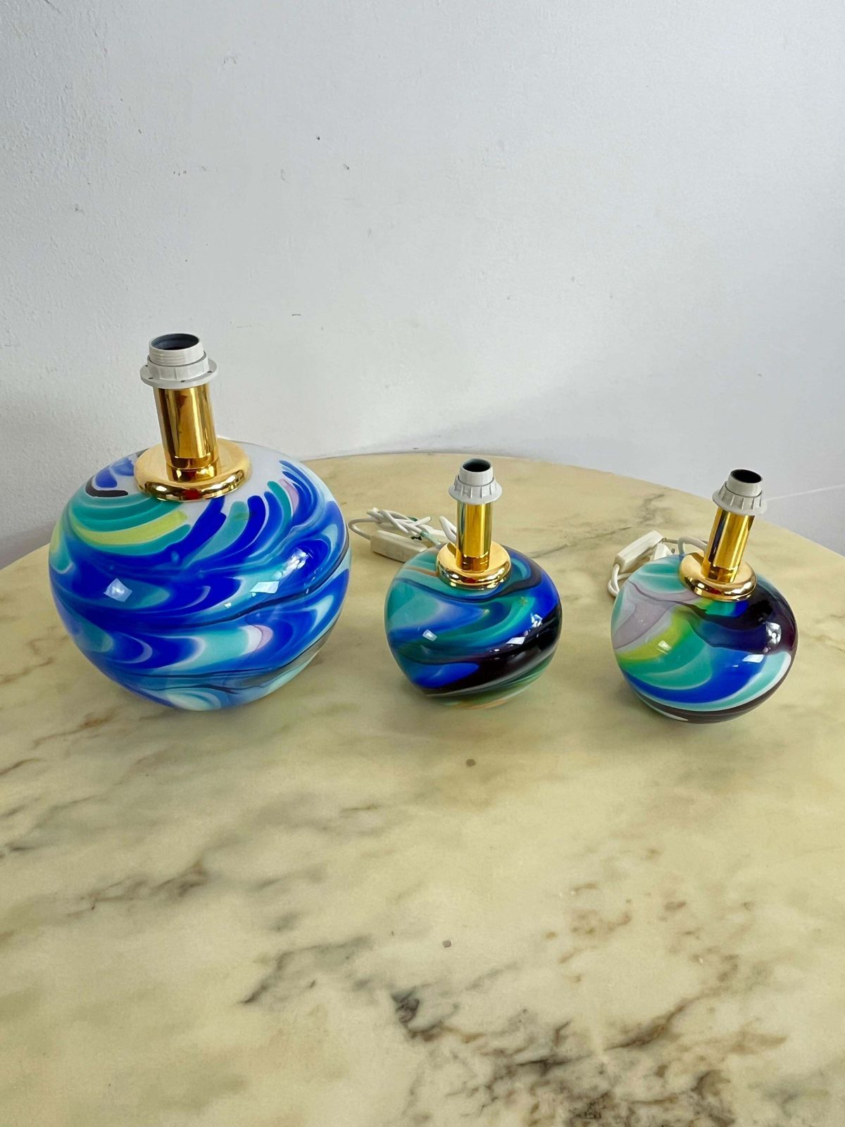 photo buy Set Of 3 Double Lighting Murano Glass Table Lamps 1980s