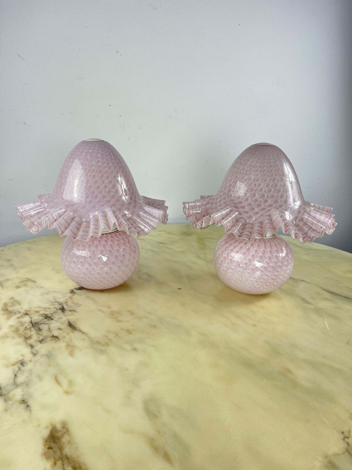 Set Of 2 Murano Glass Bedside Lamps Double Lighting Attributed To Cenedese 1980s photo Lighting