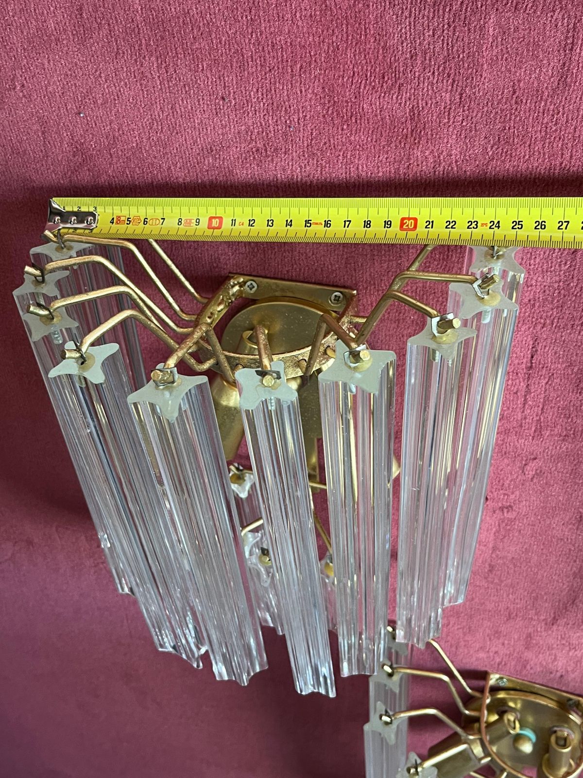 Set Of 3 Mid Century Murano Glass Trefoil Wall Lamps Attributed To Venini, 1950s photo vinterior
