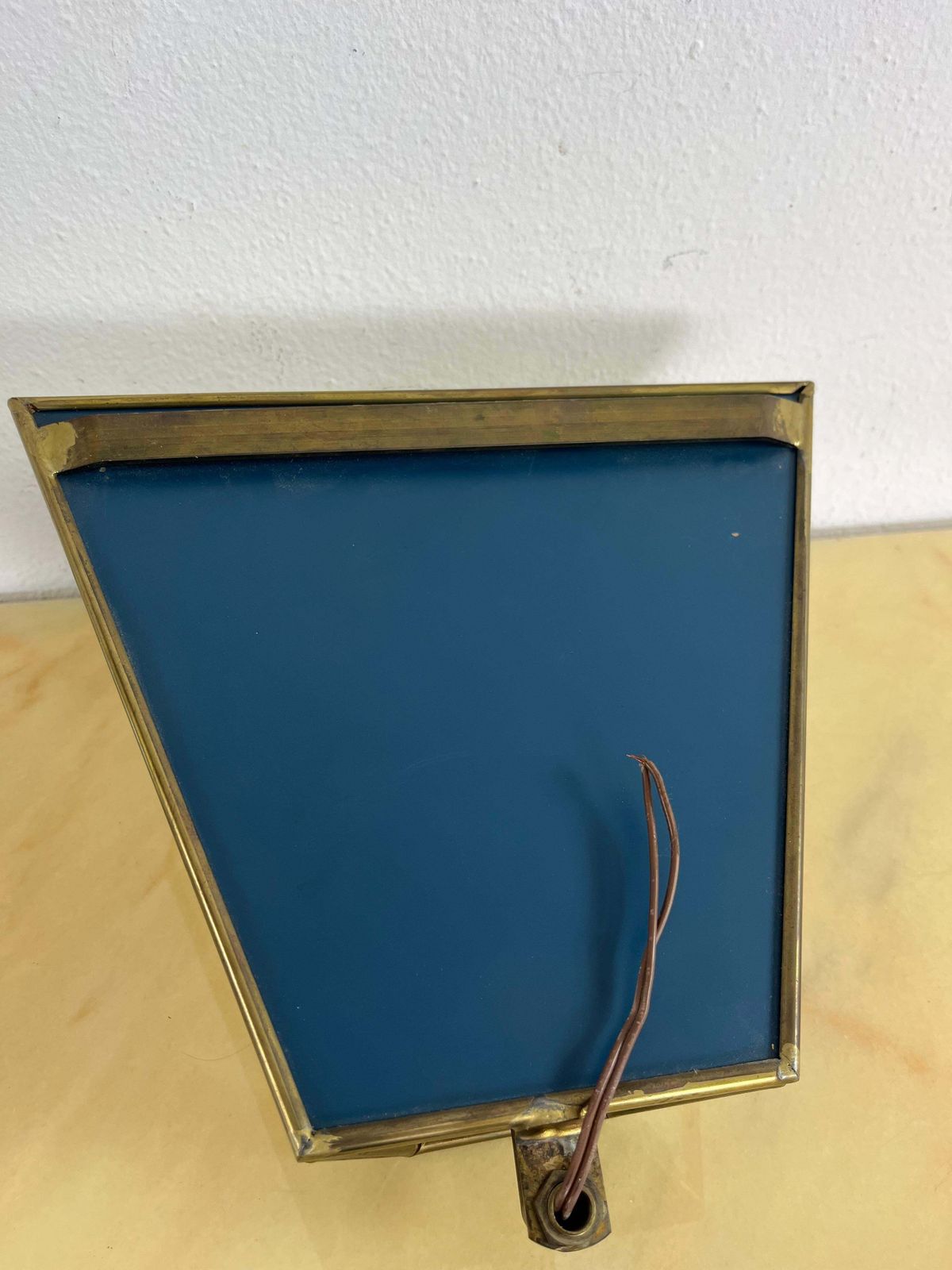 Set Of 2 Mid Century Brass Glass Mirror Wall Lamps, Made In Italy 1950s photo 521.0