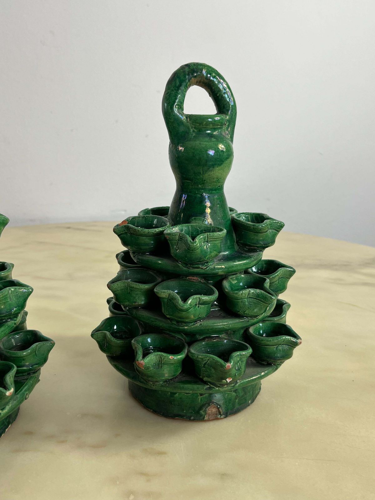 Set Of 2 Lumiere Of Saint Anthony In Caltagirone Ceramic, 1940s photo 828.0