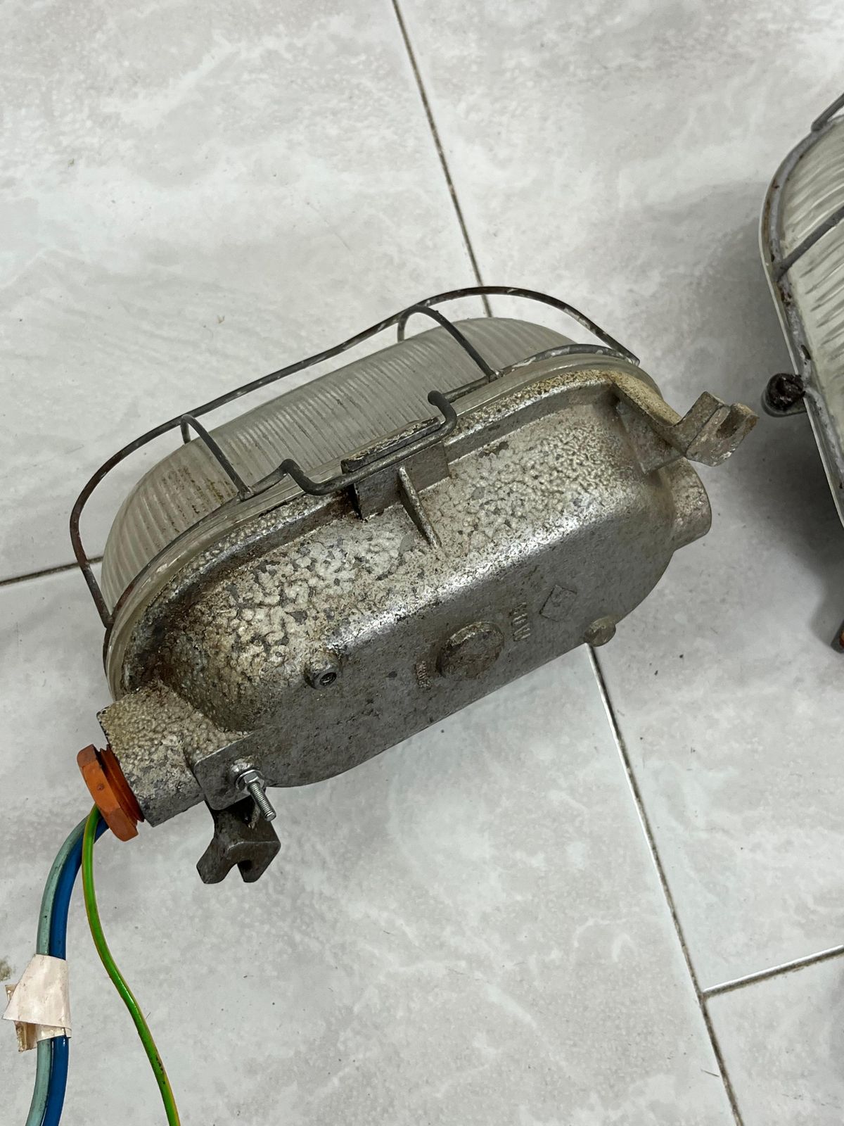 Set Of 3 Mid Century Industrial Cast Iron And Glass Wall Lamps, 1950s photo vinterior