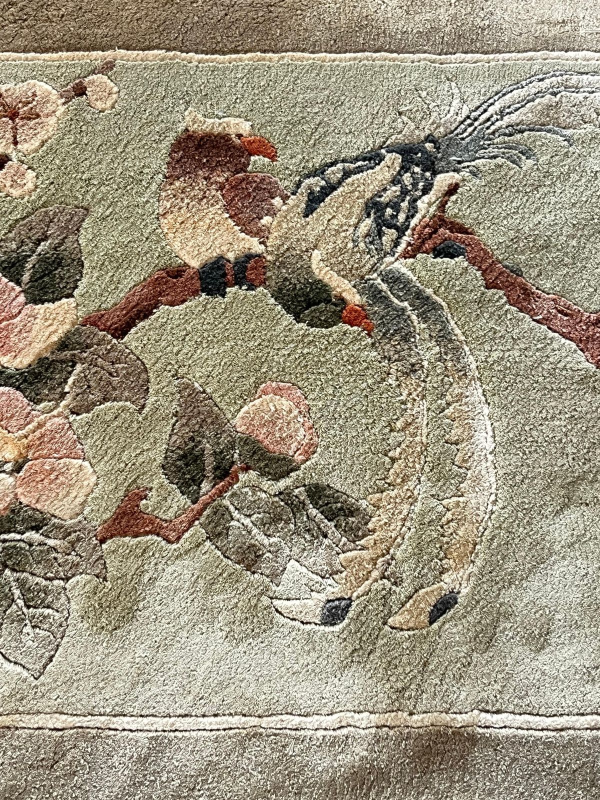 Mid Century Beijing Silk Carpet, 20th Century China photo Textiles