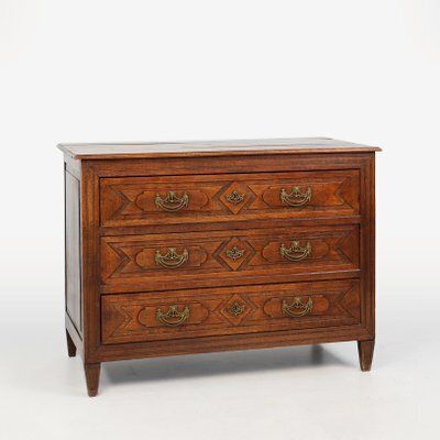 Antique Handcrafted And Carved Oak Chest Of Drawers, 1800s