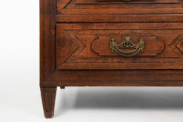 Antique Handcrafted And Carved Oak Chest Of Drawers, 1800s photo for sale