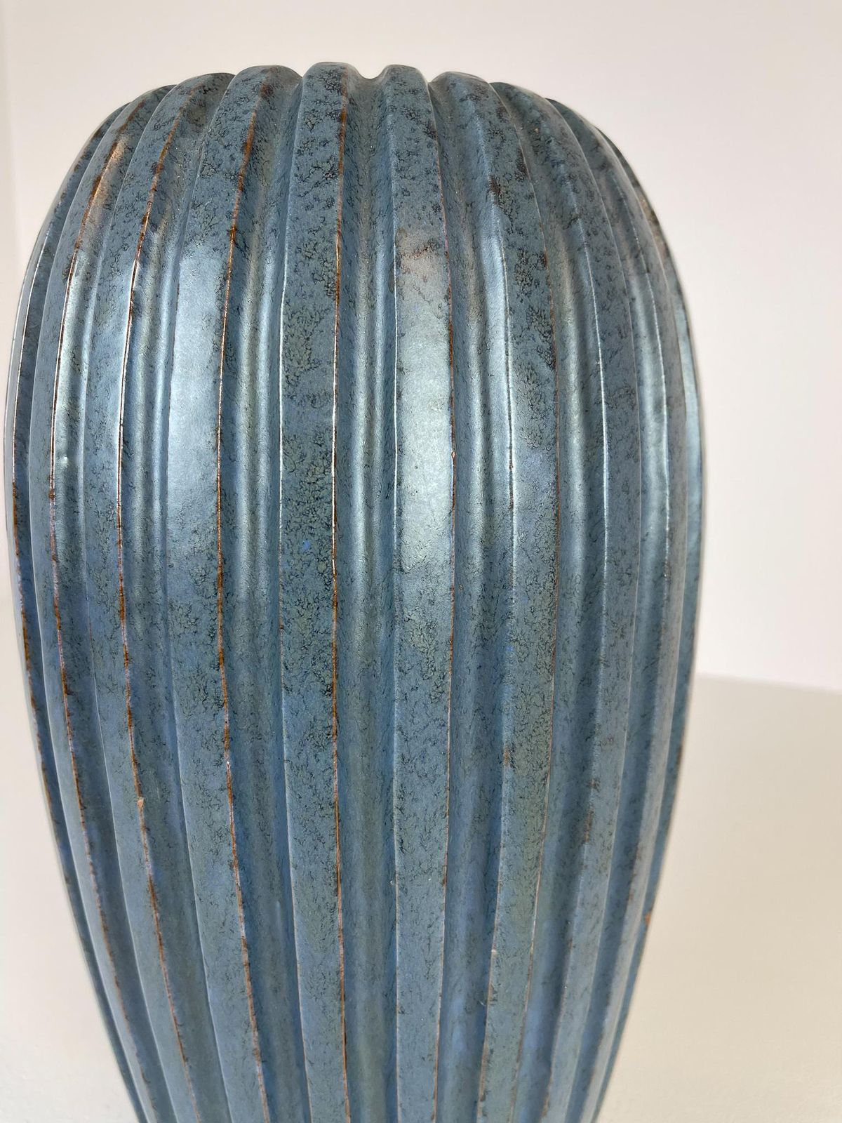 Midcentury Blue Floor Vase By Vicke Lindstrand, 1950s, Sweden photo vinterior
