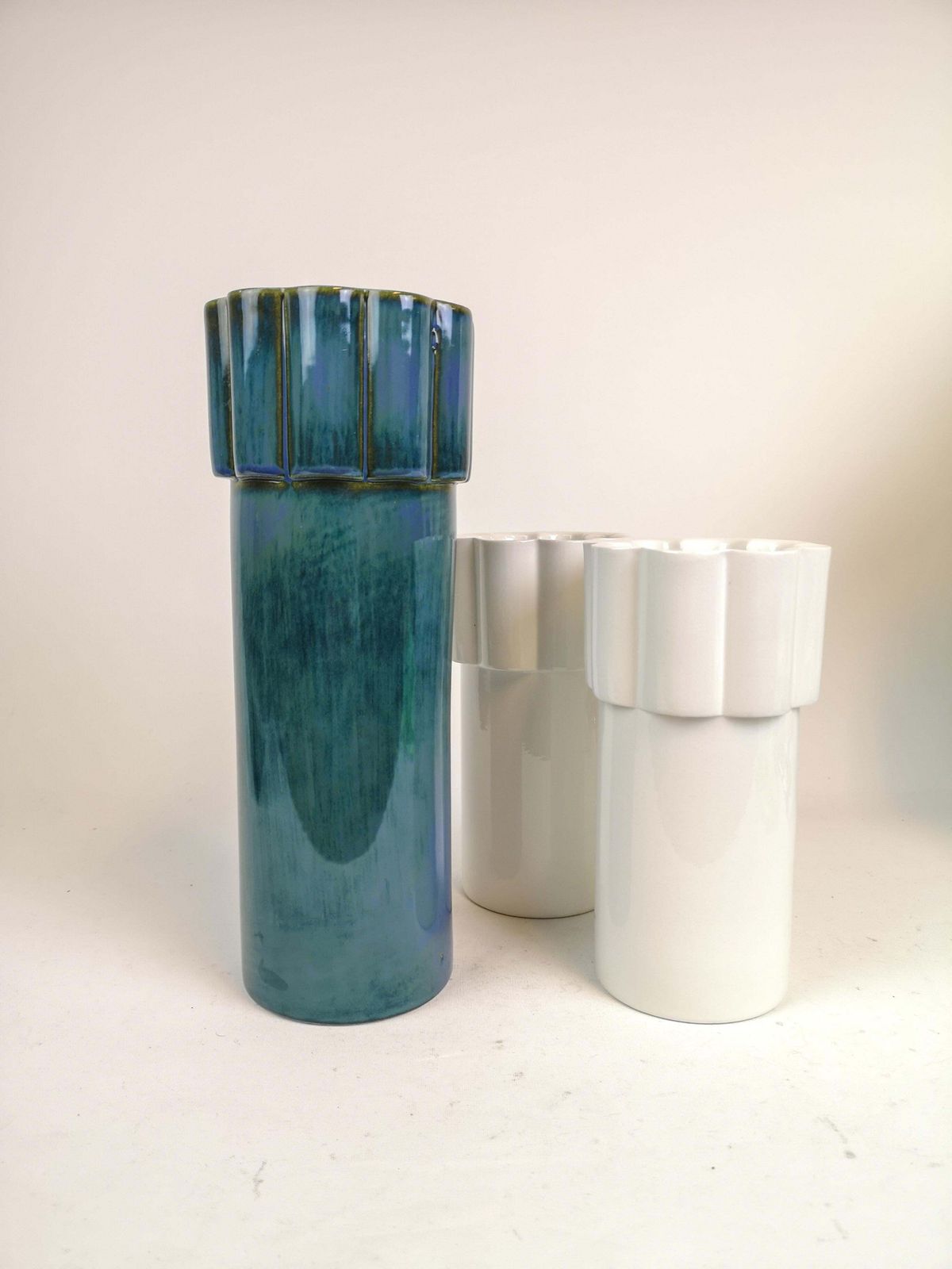 Scandinavian Modern Set Of 3 Vases Konvex By Karin Björquist Gustavsberg, Sweden photo vintage