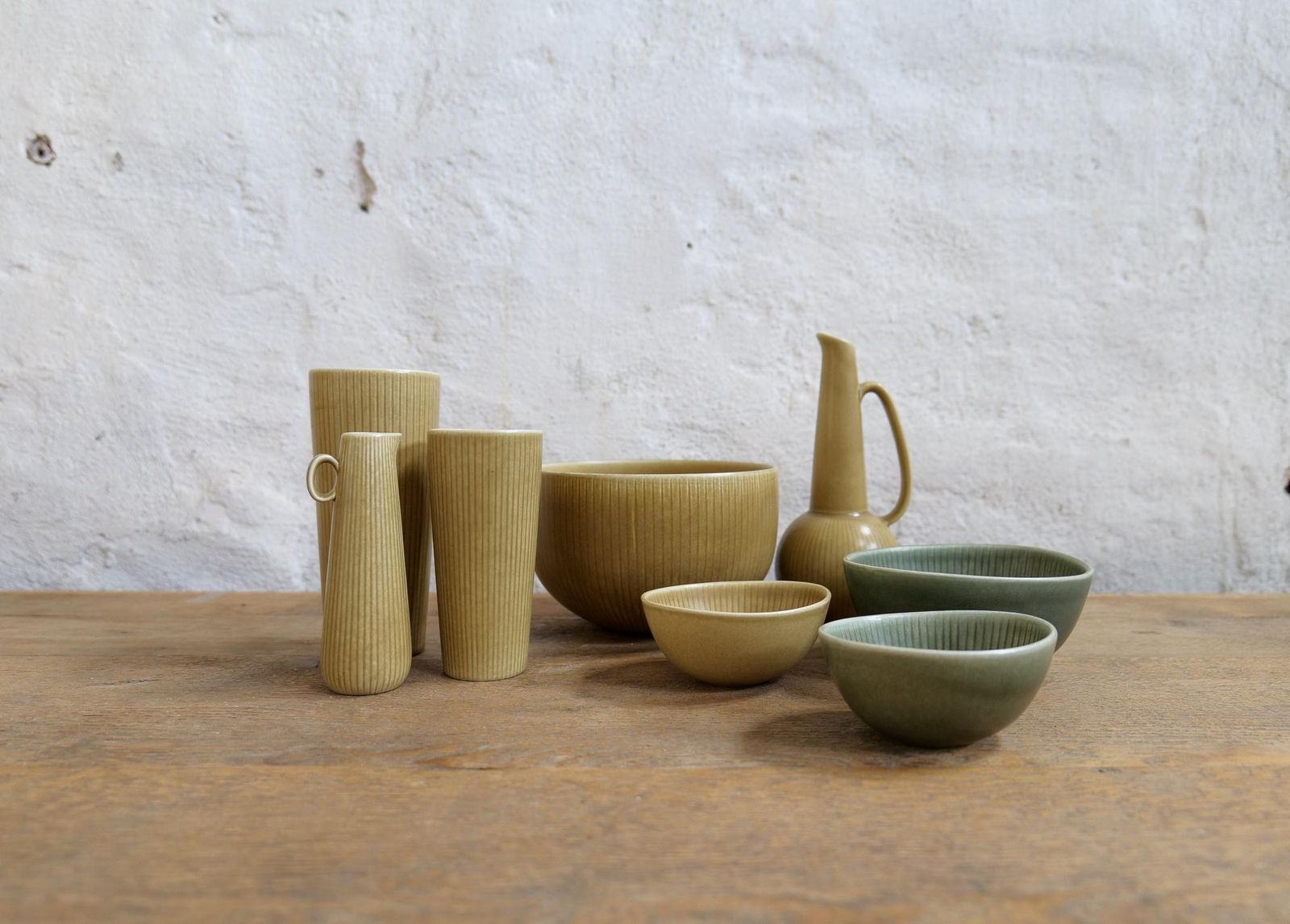 Scandinavian Midcentury Set Of 8 Rörstrand Ritzi Vases And Bowls Gunnar Nylund photo for sale
