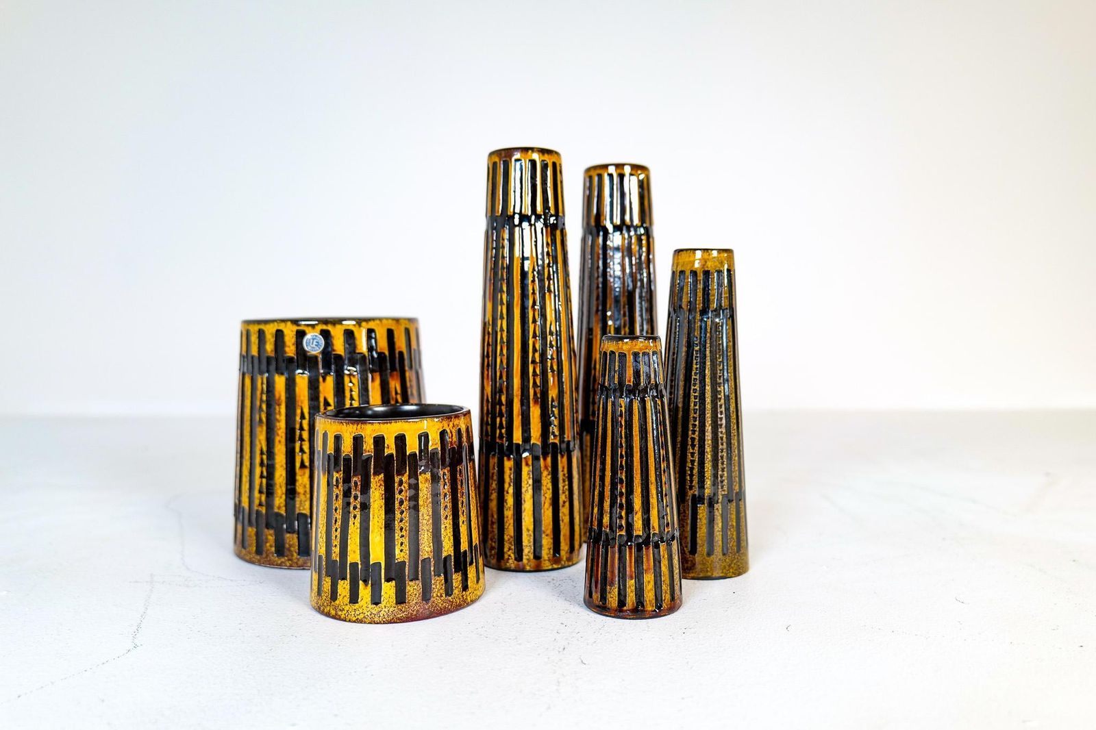 Collection Of 6 Ceramic Vases And One Platter Upsala Ekeby Nevada 1962 photo furniture