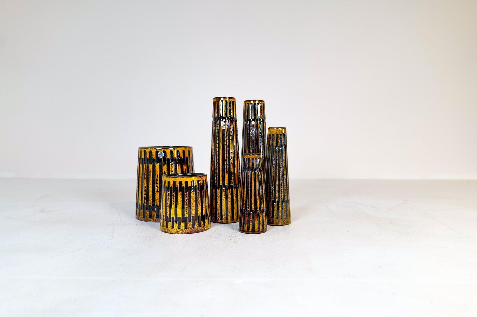 Collection Of 6 Ceramic Vases And One Platter Upsala Ekeby Nevada 1962 photo for sale