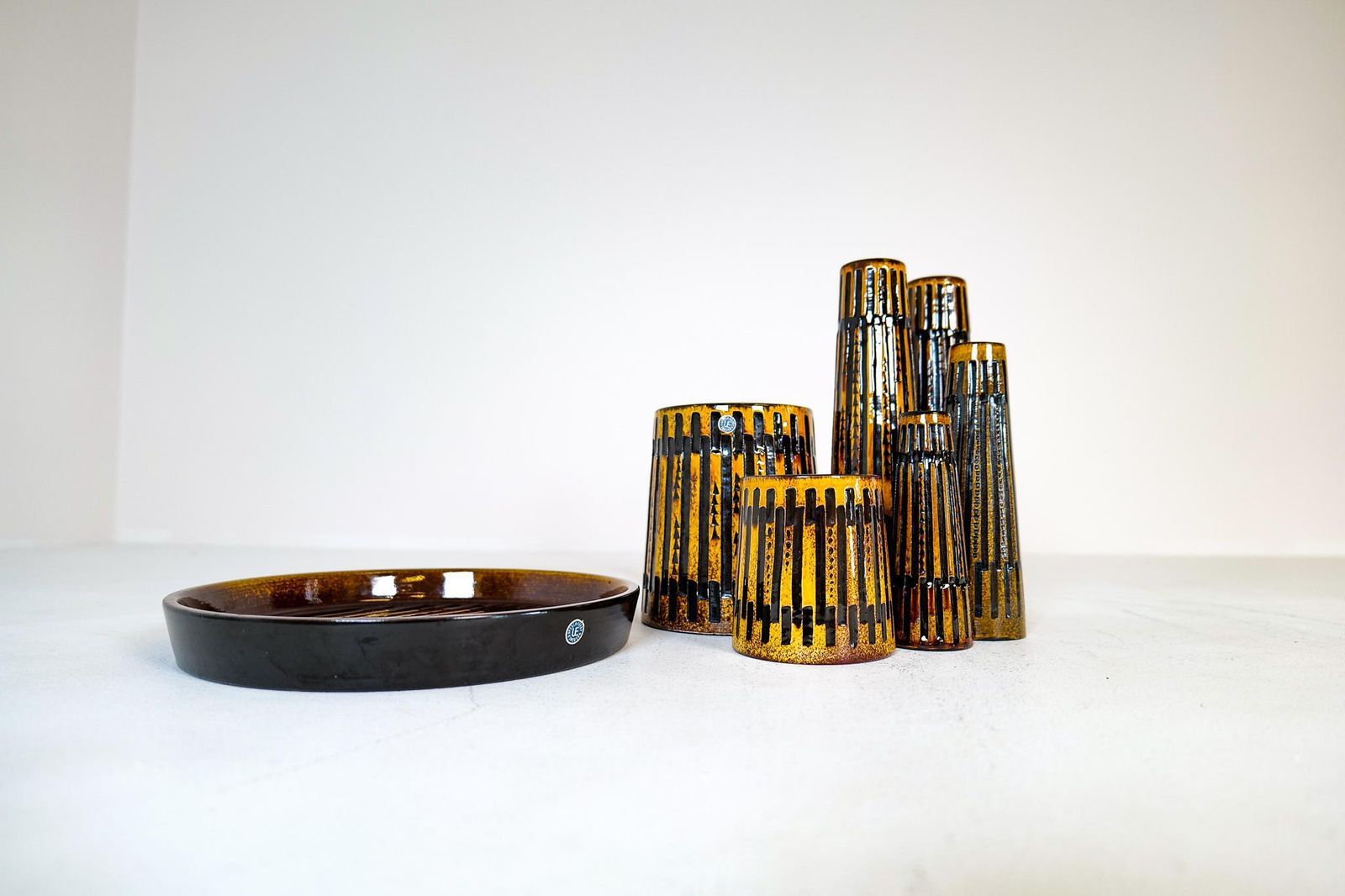 Collection Of 6 Ceramic Vases And One Platter Upsala Ekeby Nevada 1962 photo buy