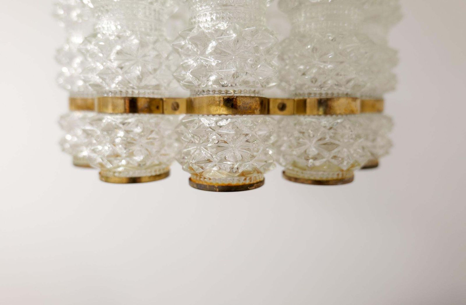Brass And Crystal Cylinder Chandelier By Tyringe For Orrefors, Sweden photo 1154.0