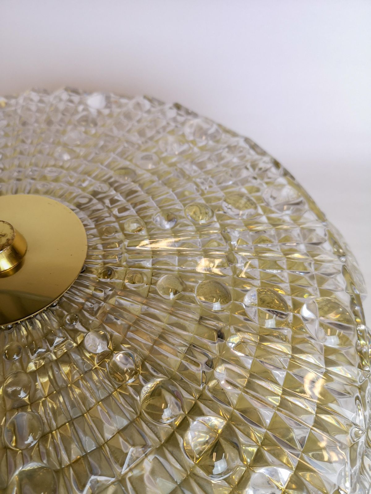photo furniture Midcentury Orrefors Crystal Brass Ceiling Lamp, Carl Fagerlund, 1970s, Sweden