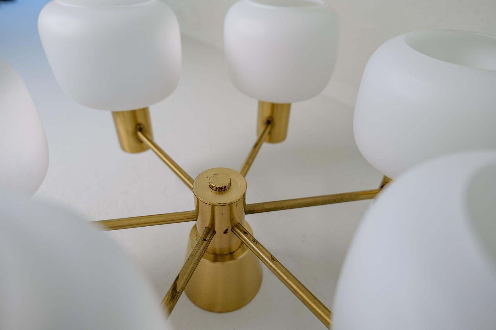 Lighting Mid Century Modern Brass Ceiling Fixture Asea Sweden, 1950s photo