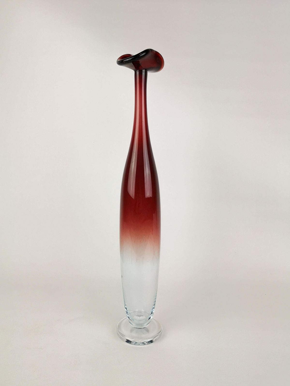 Midcentury Nils Landberg Orrefors Tall Expo Vase, Circa 1950s photo for sale